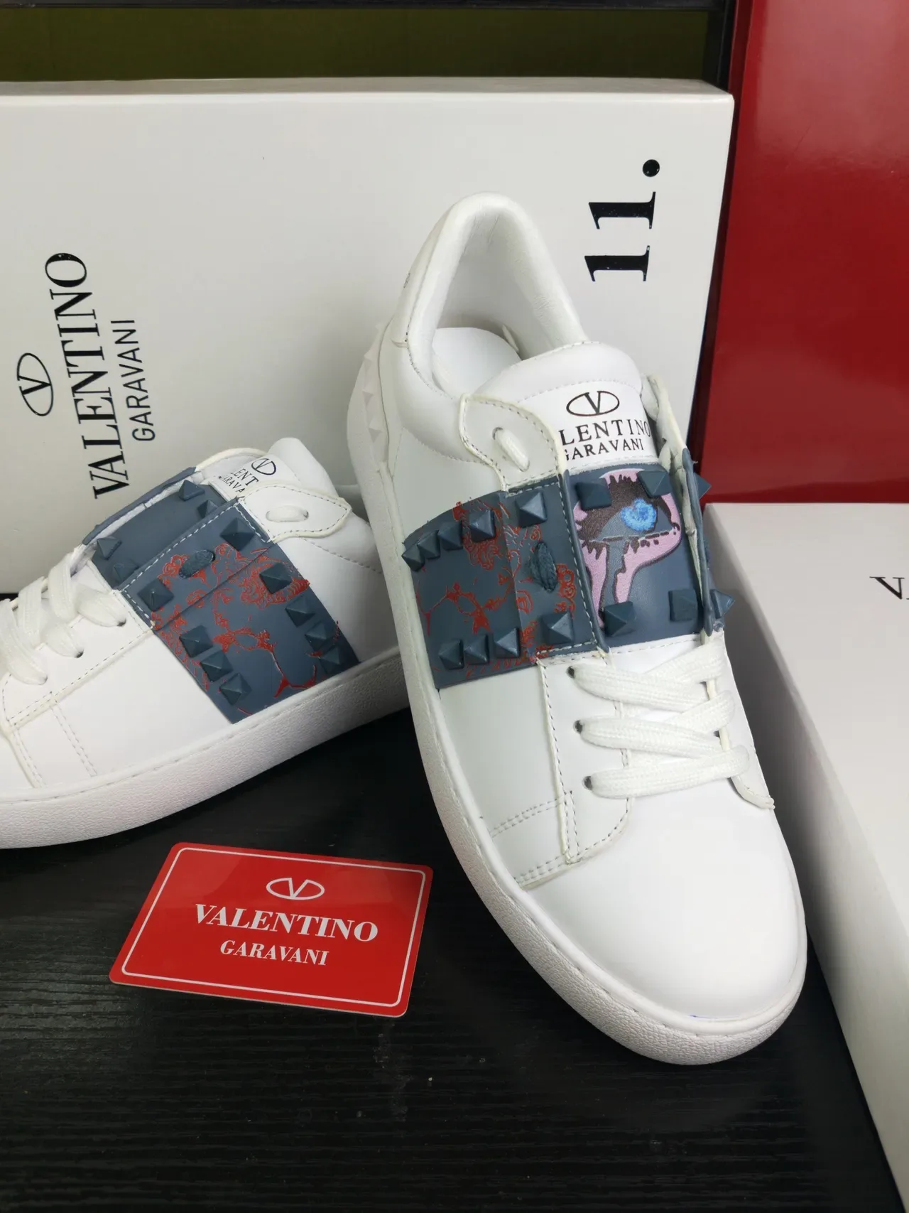 Valentino Rockstud White Leather Studded Strap Lifestyle Sneakers 3