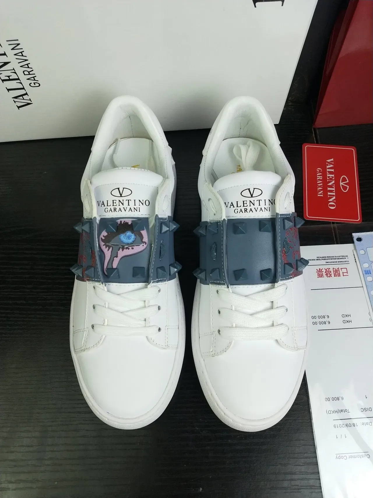 Valentino Rockstud White Leather Studded Strap Lifestyle Sneakers 4
