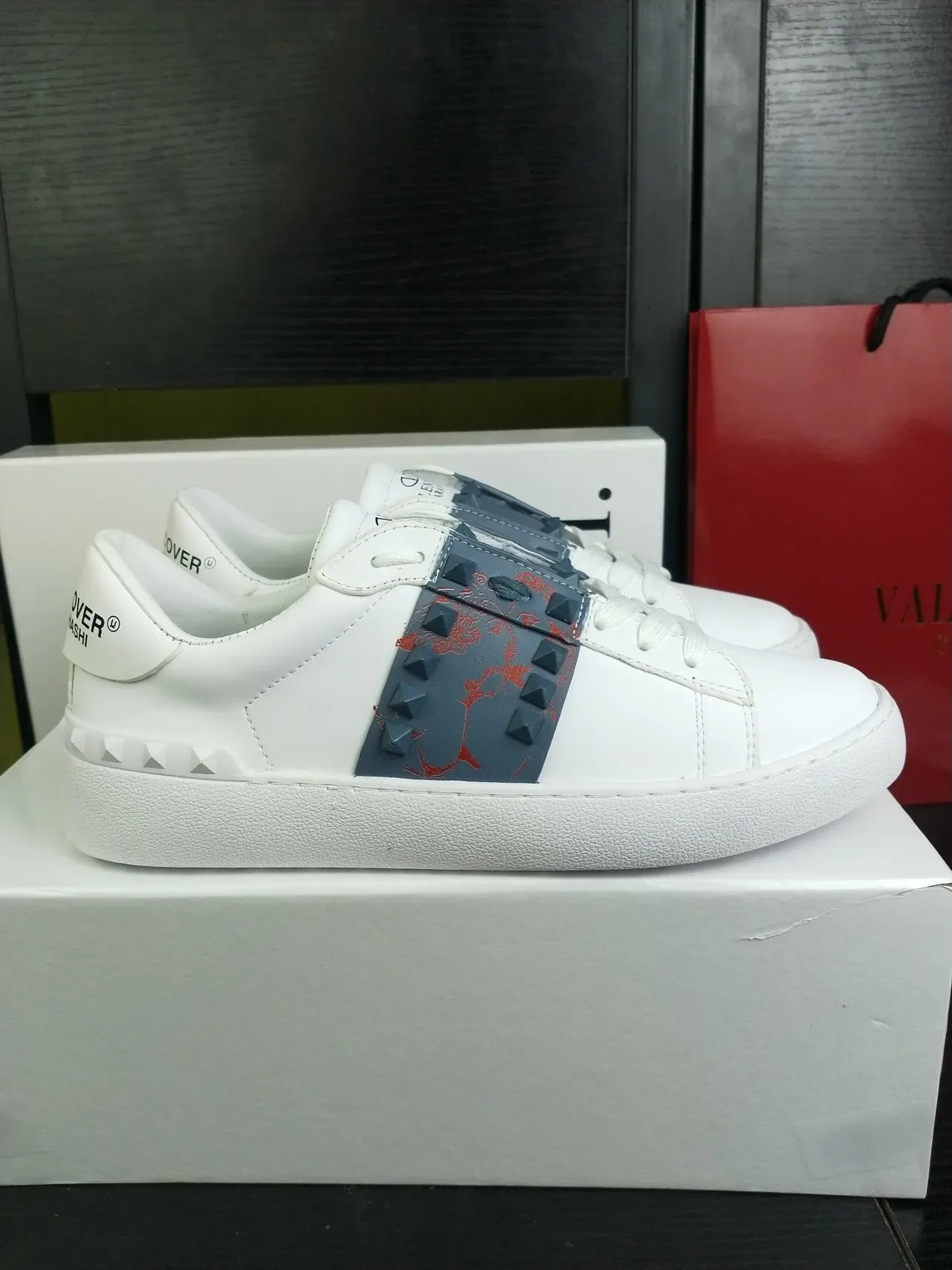 Valentino Rockstud White Leather Studded Strap Lifestyle Sneakers 5