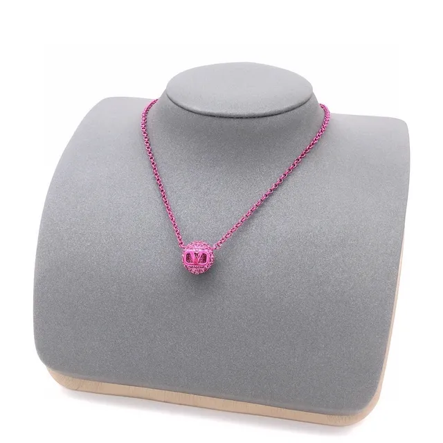 Valentino VLogo Ball Pavé Crystal Pink हार 2