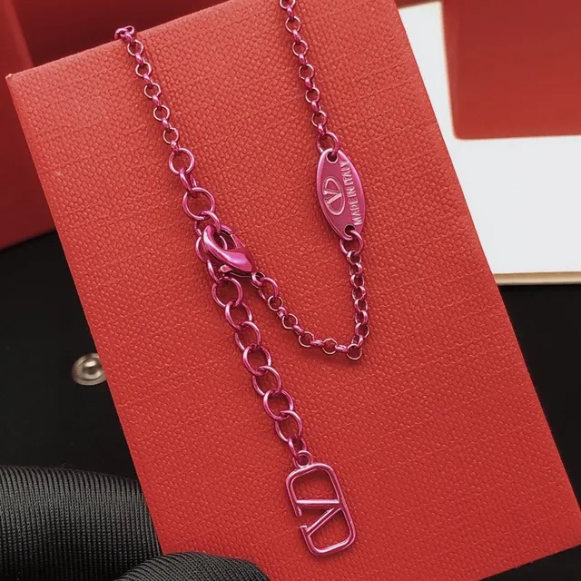 Valentino VLogo Ball Pavé Crystal Pink हार 4