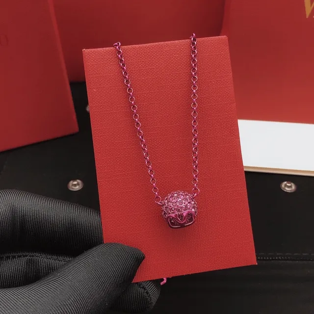 Valentino VLogo Ball Pavé Crystal Pink हार 6