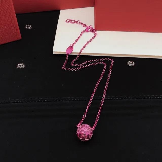 Valentino VLogo Ball Pavé Crystal Pink हार 7