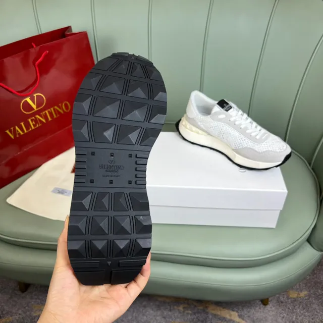 Valentino VLogo Runner White Gray Perforated Lifestyle Sneakers 2