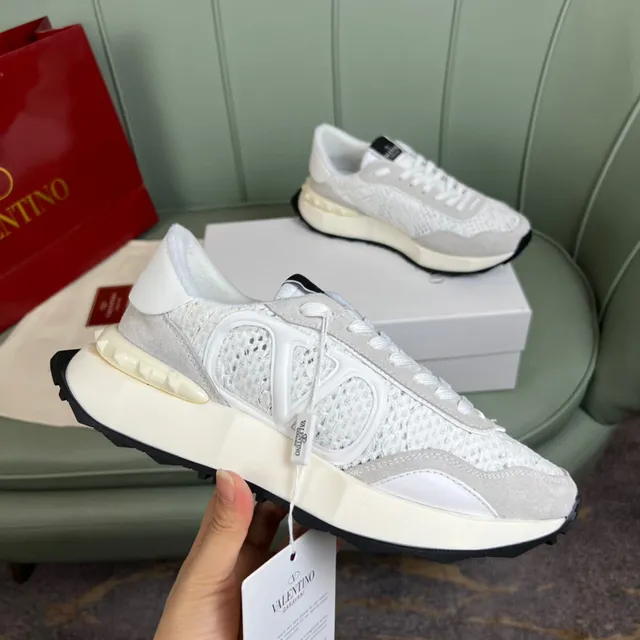 Valentino VLogo Runner White Gray Perforated Lifestyle Sneakers 4