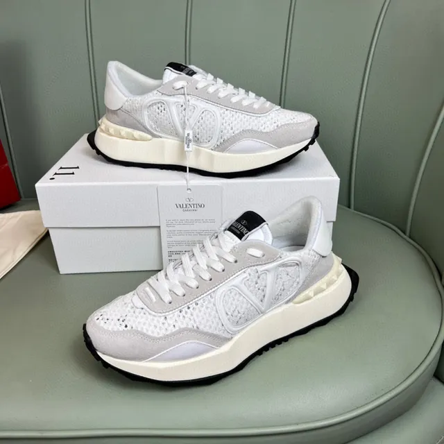 Valentino VLogo Runner White Gray Perforated Lifestyle Sneakers 7