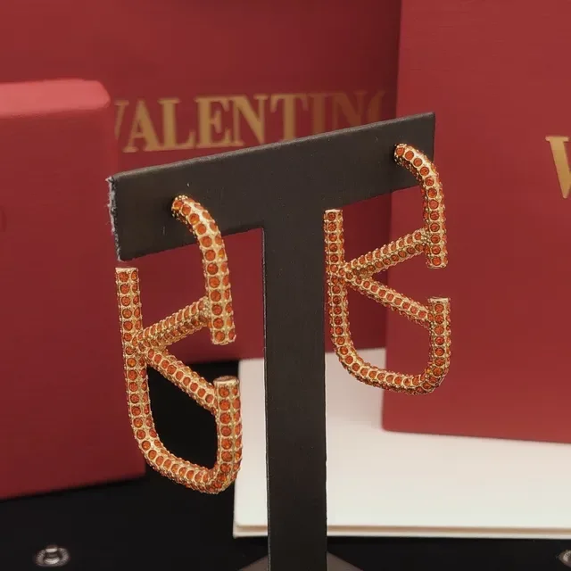 Brincos Valentino VLTN Pavé Cristal Âmbar Dourado 5