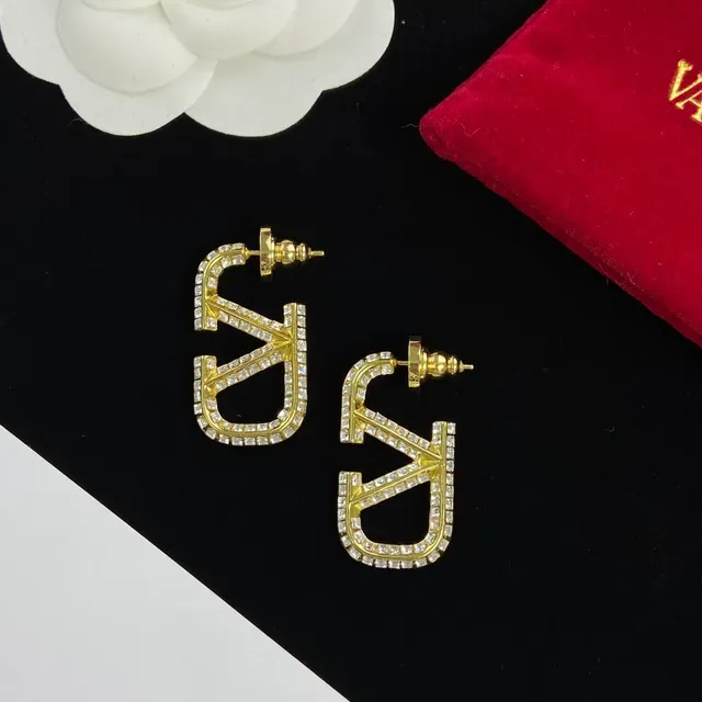 Valentino VLTN Pavé-Crystal Geometric Logo Stud Earrings 5