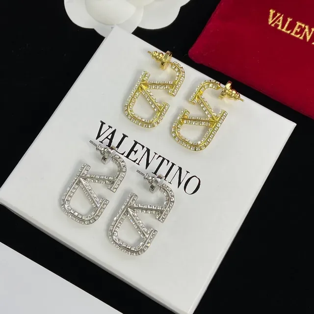 Valentino VLTN Pavé-Crystal Geometric Logo Stud Earrings 6