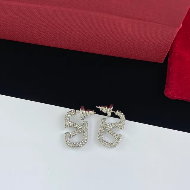 Valentino VLTN Pavé Crystal Logo Stud and Hoop Earrings 4