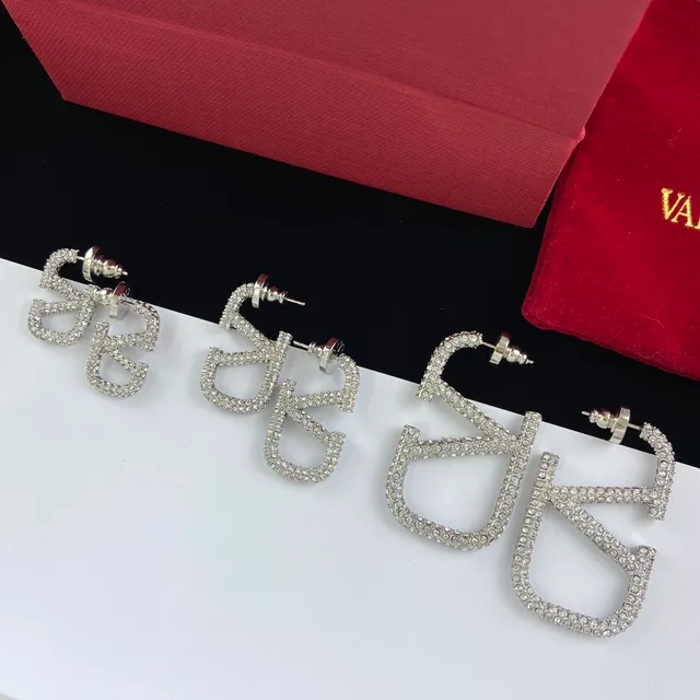 Valentino VLTN Pavé Crystal Logo Stud and Hoop Earrings 5