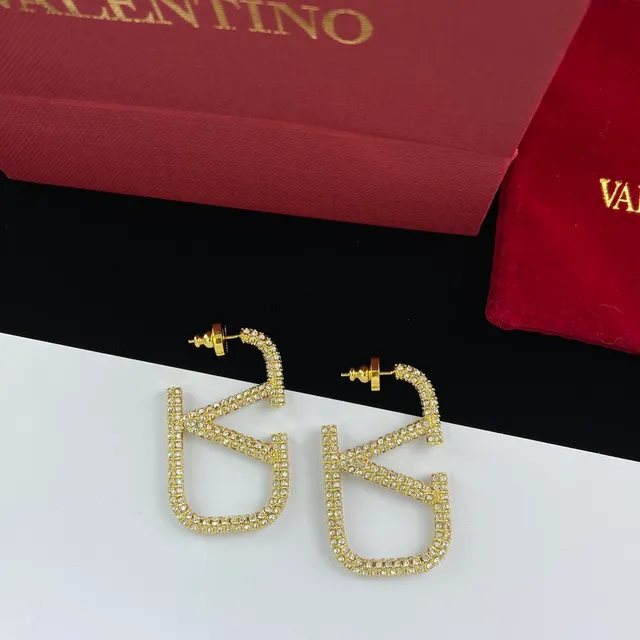 Valentino VLTN Pavé Crystal Logo Stud and Hoop Earrings 6