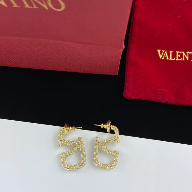 Valentino VLTN Pavé Crystal Logo Stud and Hoop Earrings 7