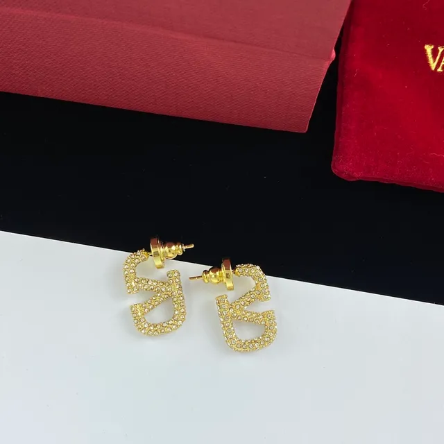 Valentino VLTN Pavé Crystal Logo Stud and Hoop Earrings 8