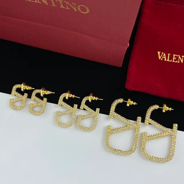 Valentino VLTN Pavé Crystal Logo Stud and Hoop Earrings 9