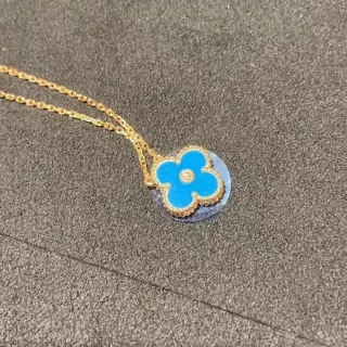 Van Cleef & Arpels Alhambra Blue Enamel Four-Leaf Clover Necklace