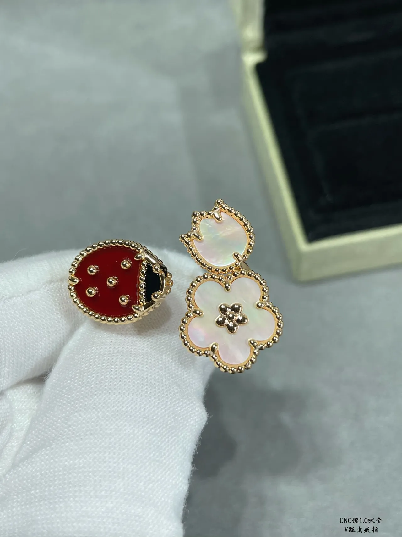 Van Cleef & Arpels Alhambra and Ladybug Motif Gold Rings 2