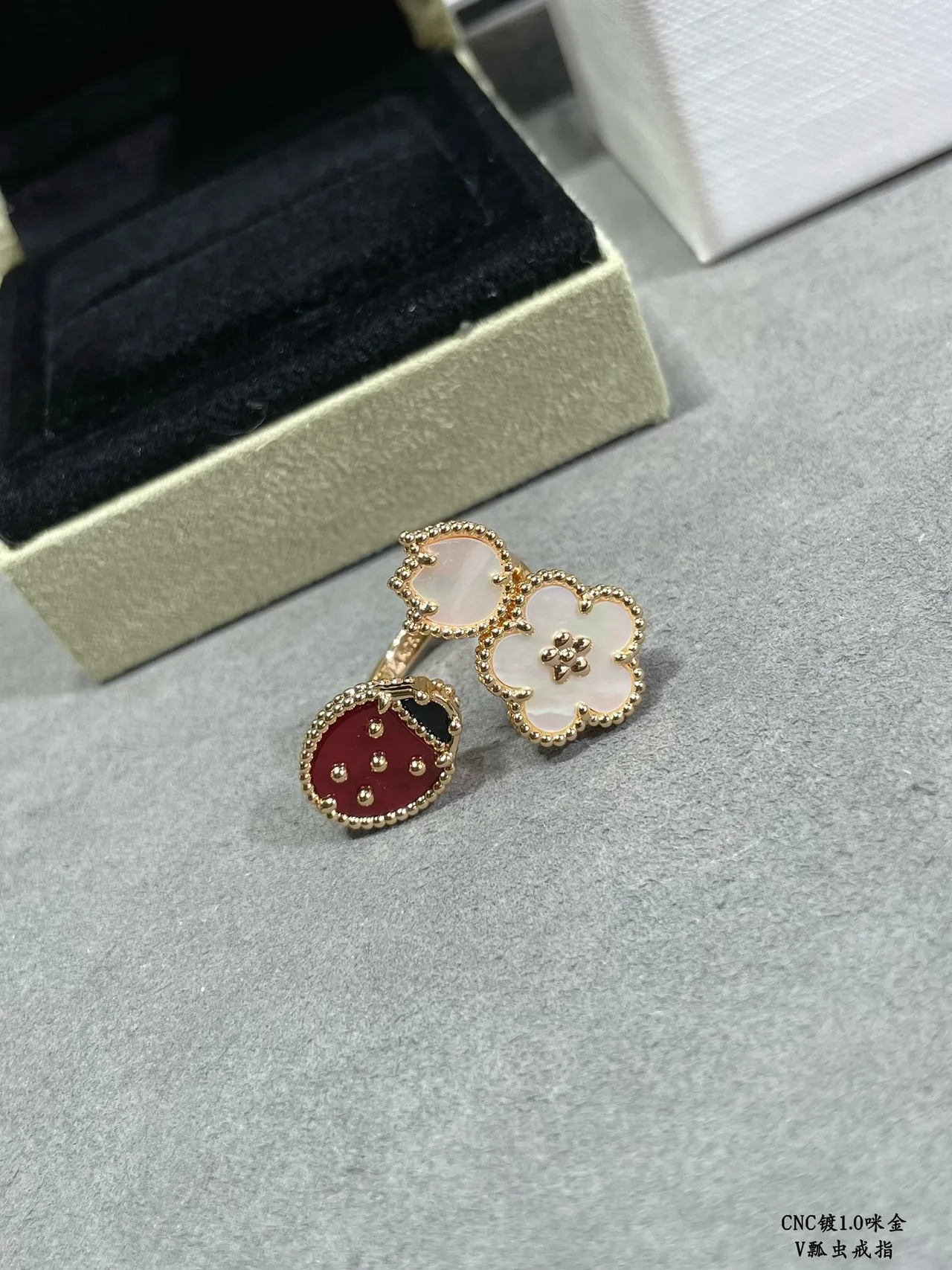 Van Cleef & Arpels Alhambra and Ladybug Motif Gold Rings 5