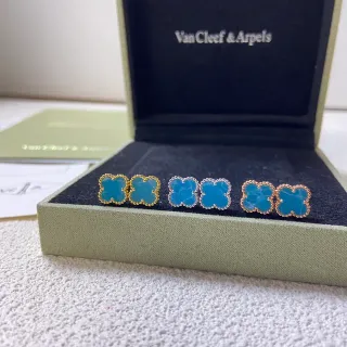 Van Cleef & Arpels Alhambra Turquoise Clover Stud Earrings