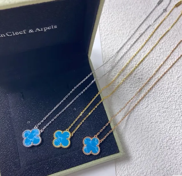 Van Cleef & Arpels Alhambra Turquoise Enamel Four-Leaf Clover Necklace 2