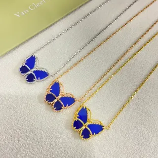 Van Cleef & Arpels Papillon 蓝色搪瓷蝴蝶项链