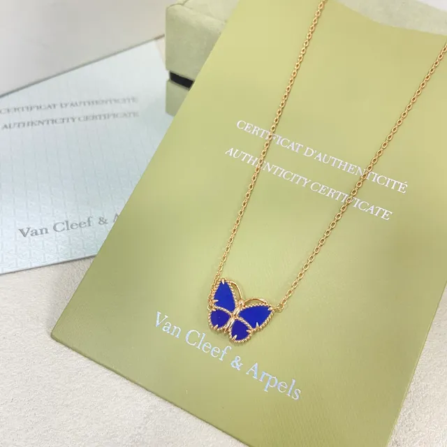 Van Cleef & Arpels Papillon নীল এনামেল বাটারফ্লাই নেকলেস 4