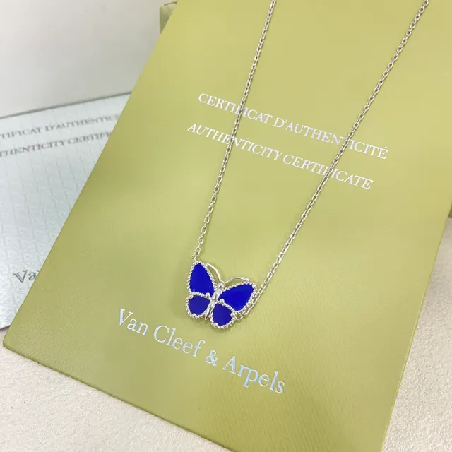 Van Cleef & Arpels Papillon নীল এনামেল বাটারফ্লাই নেকলেস 5