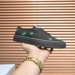 Vans Black Green Canvas Upper Embroidered Clovers Skateboard Shoes