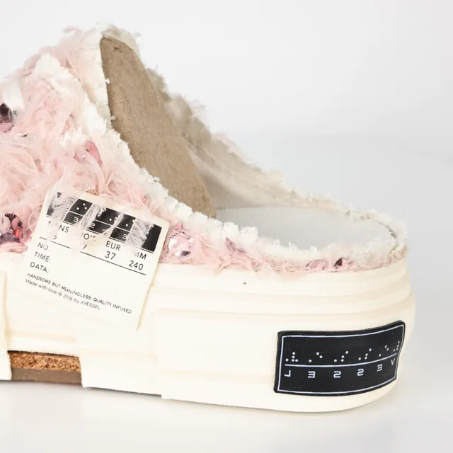 VEJA Loafer Pink Beige Textured Yarn Upper Chunky Layered Platform Sole Loafer 4