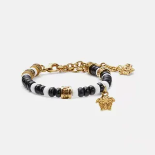 Versace 黑金色串珠链手链