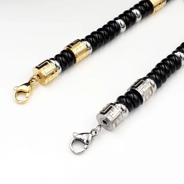 Versace Pulseira de Corrente com Contas Preta e Dourada 2