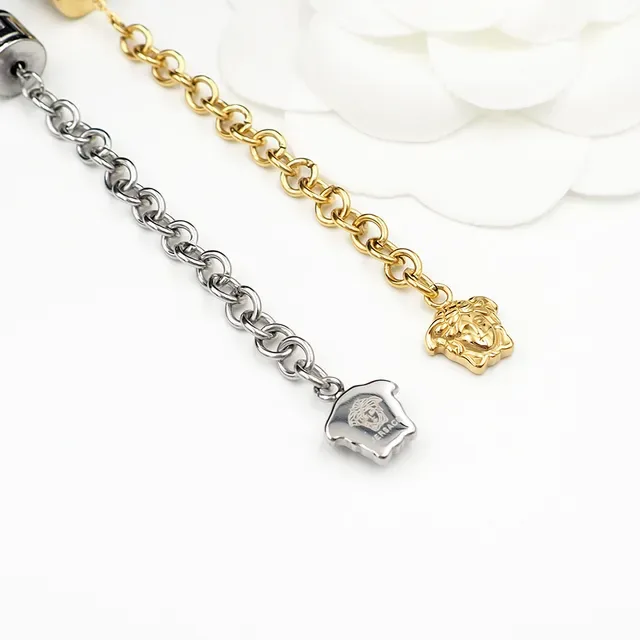 Versace Pulseira de Corrente com Contas Preta e Dourada 5