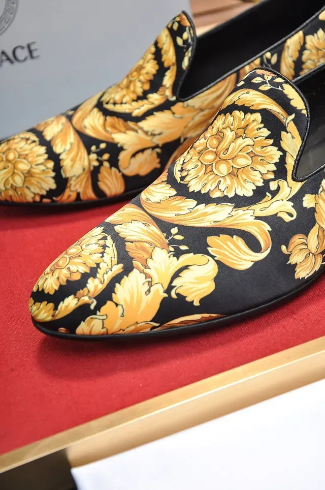 Versace Black Gold Pointed-Toe Slip-On Loafer 2