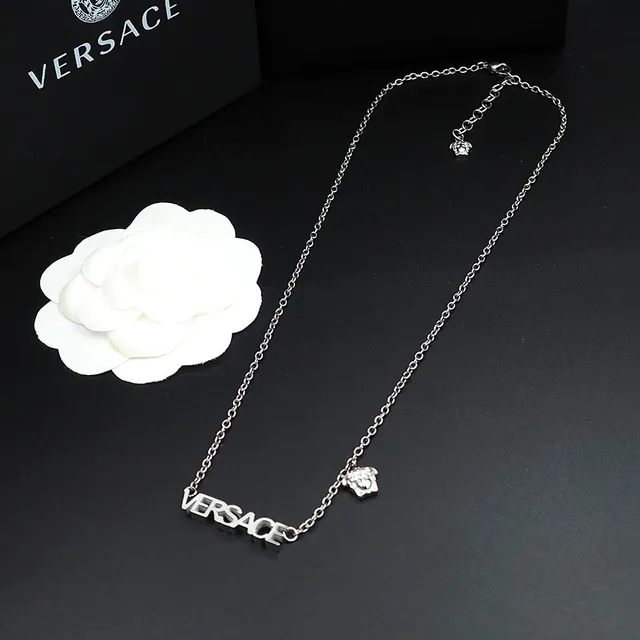 Versace Chain Reaction Lettering and Medusa Head Necklace 3