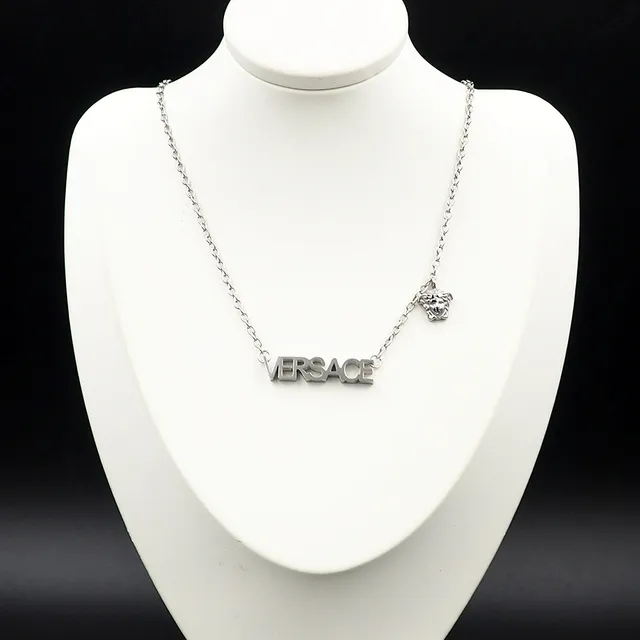 Versace Chain Reaction Lettering and Medusa Head Necklace 4