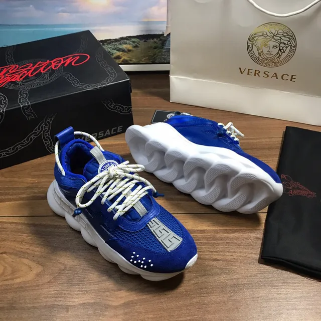 Versace Chain Reaction Royal Blue and White Chunky Sneakers 7