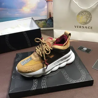 Versace Chain Reaction 棕黑白红厚底运动鞋
