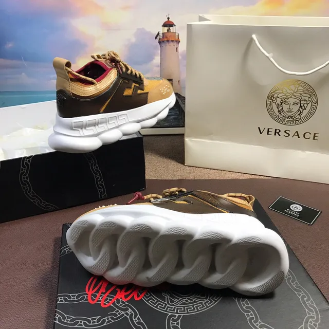 Versace Chain Reaction ট্যান ব্ল্যাক হোয়াইট রেড চাঙ্কি স্নিকার 2