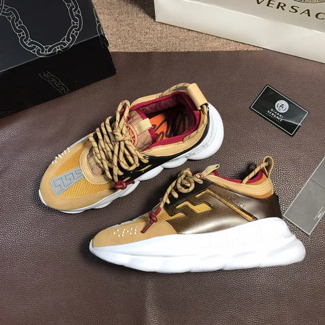 Versace Chain Reaction ট্যান ব্ল্যাক হোয়াইট রেড চাঙ্কি স্নিকার 5