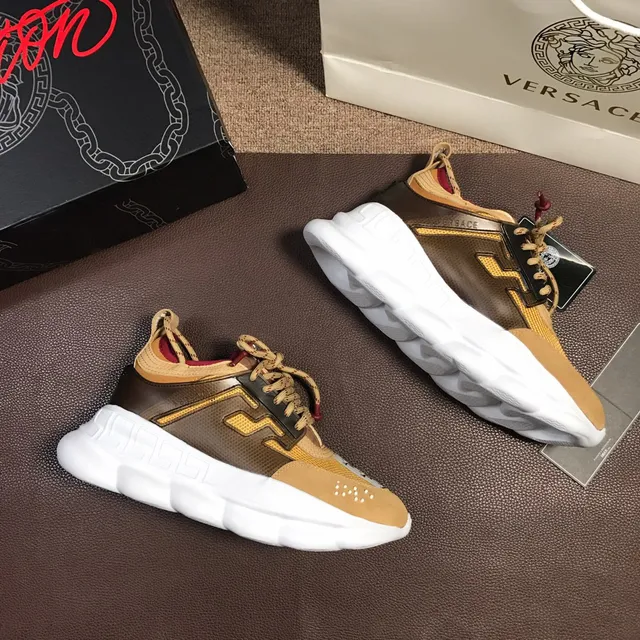 Versace Chain Reaction ট্যান ব্ল্যাক হোয়াইট রেড চাঙ্কি স্নিকার 6