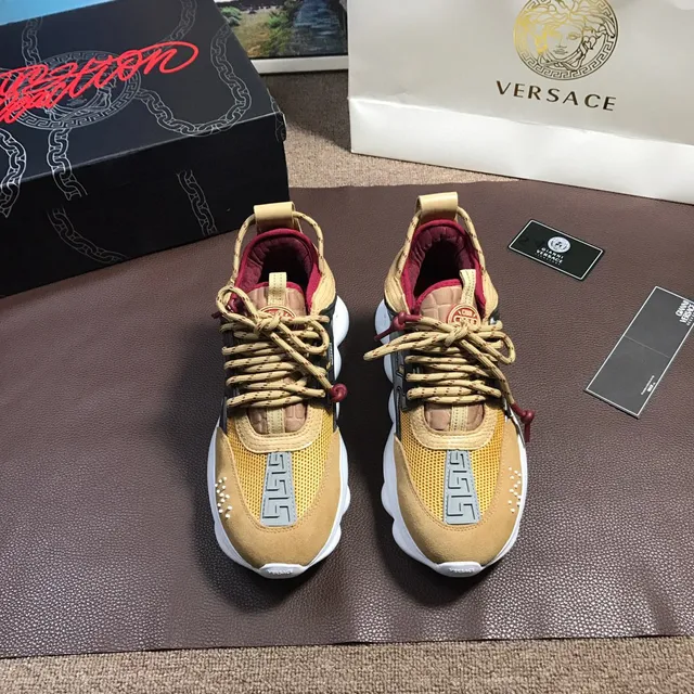 Versace Chain Reaction ট্যান ব্ল্যাক হোয়াইট রেড চাঙ্কি স্নিকার 8