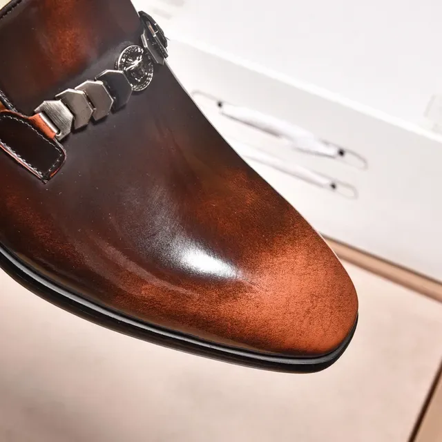 Versace Chain Reaction Two-Tone Brown Gradient Monk Shoes 3