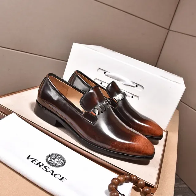 Versace Chain Reaction Two-Tone Brown Gradient Monk Shoes 8
