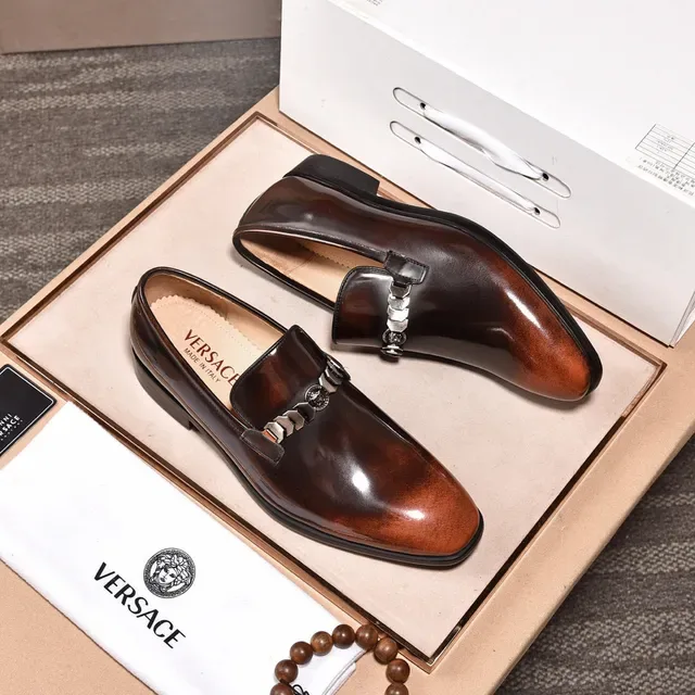 Versace Chain Reaction Two-Tone Brown Gradient Monk Shoes 9