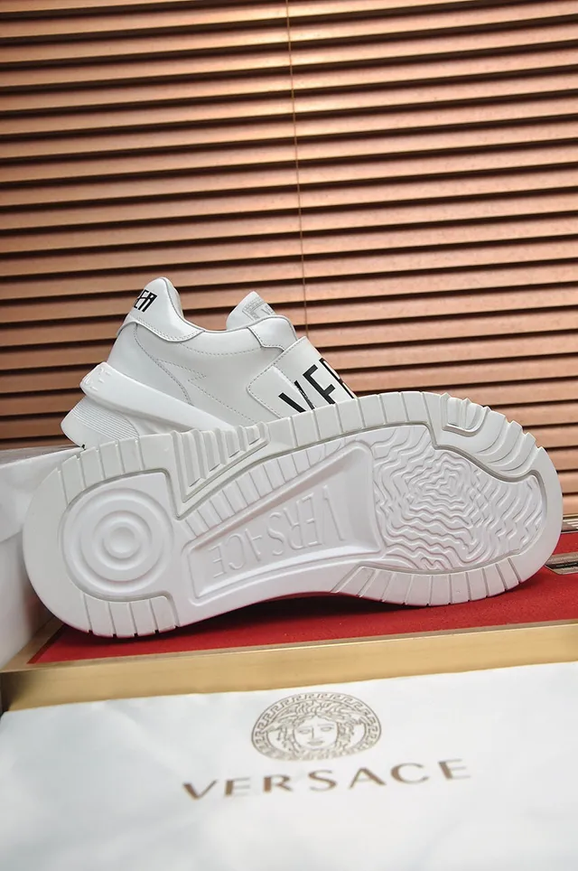 Versace Chain Reaction White Laceless Chunky Sneakers 4