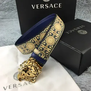 Versace Eros Medusa Head Ornate Baroque-Print Leather Belt
