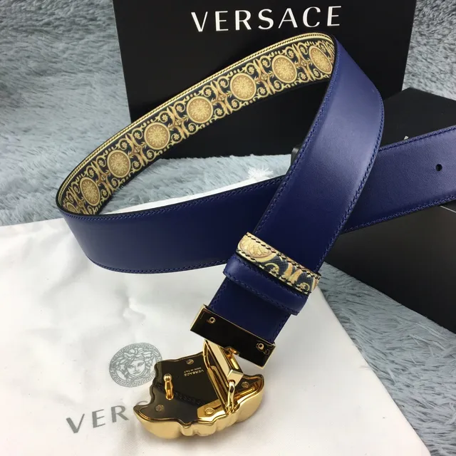 Versace Eros Medusa Head सज्जित ब्यारोक-प्रिंट चामड़ार बेल्ट 4