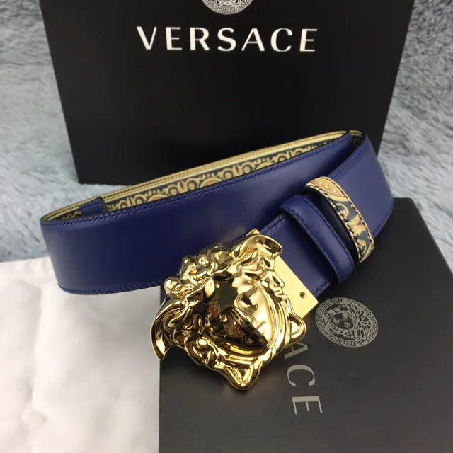Versace Eros Medusa Head सज्जित ब्यारोक-प्रिंट चामड़ार बेल्ट 5