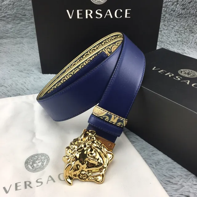 Versace Eros Medusa Head सज्जित ब्यारोक-प्रिंट चामड़ार बेल्ट 7