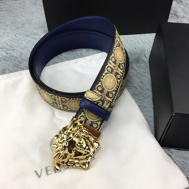 Versace Eros Medusa Head सज्जित ब्यारोक-प्रिंट चामड़ार बेल्ट 8